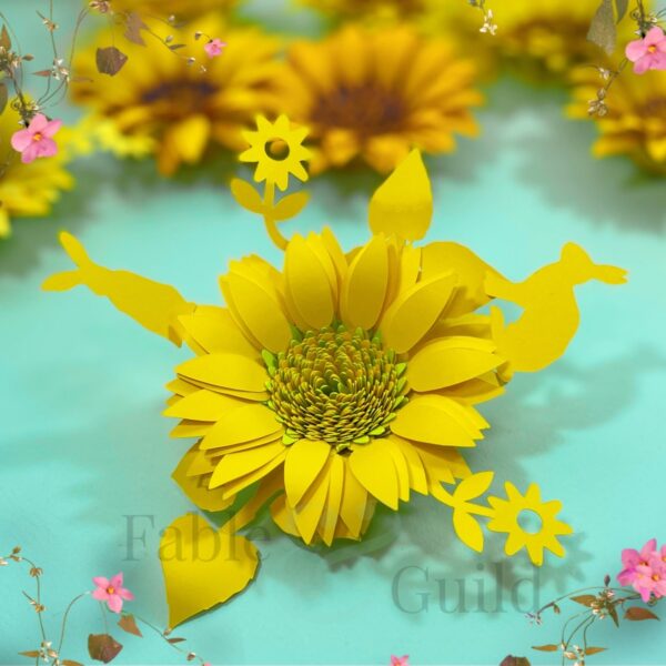3D SVG Sunflower Rolled Flower Rabbit
