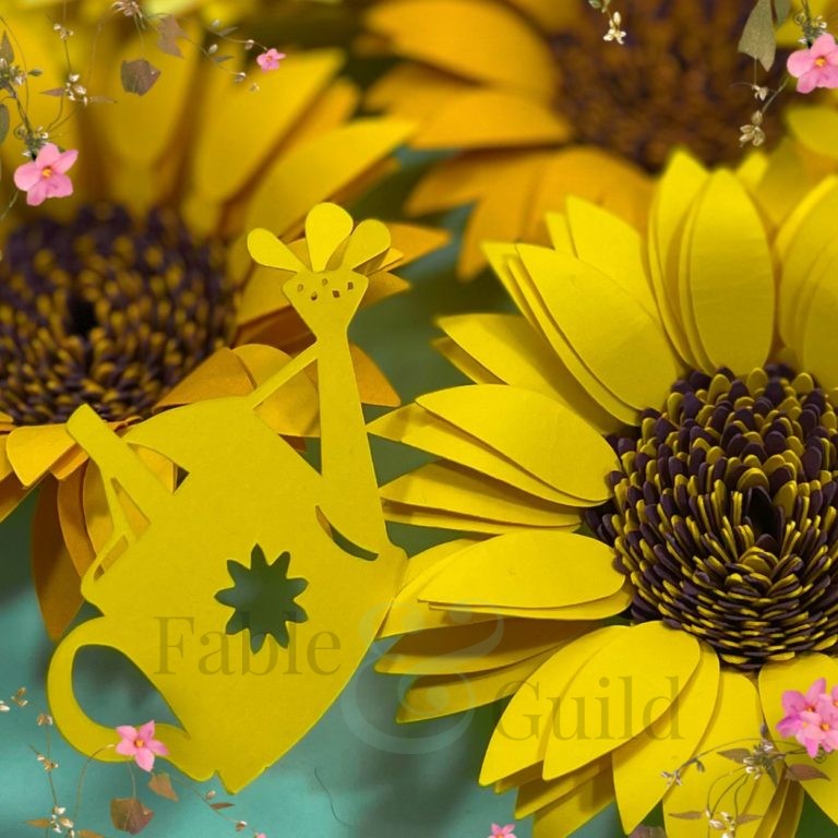 3D Rolled Paper Sunflower SVG Templates
