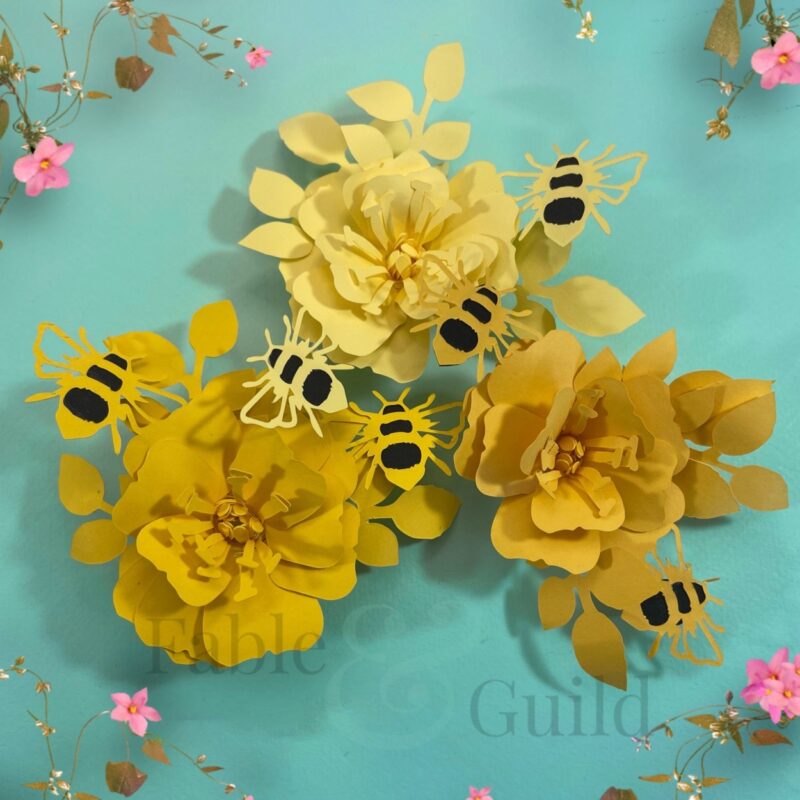 Wild Rose & Bumble Bee SVG Rolled Paper Flowers