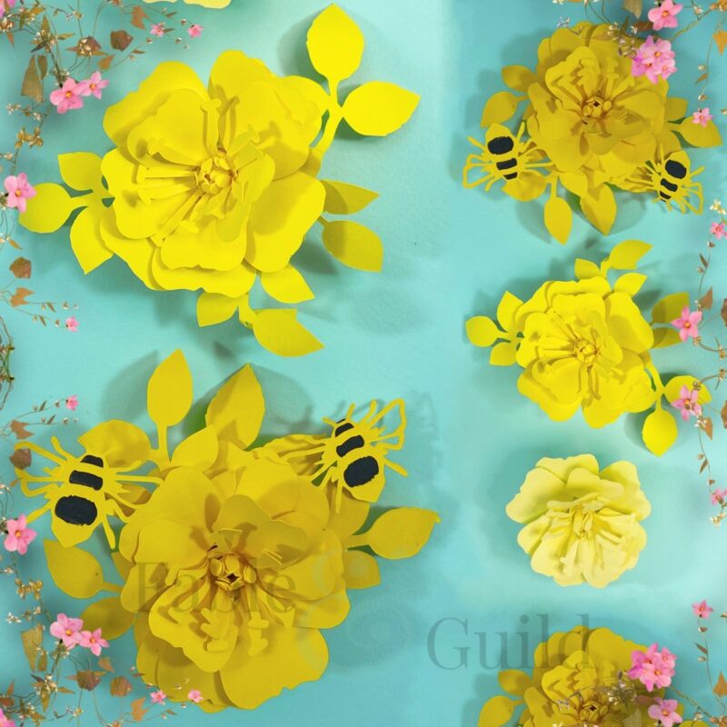 Wild Rose & Bumble Bee SVG Rolled Paper Flowers