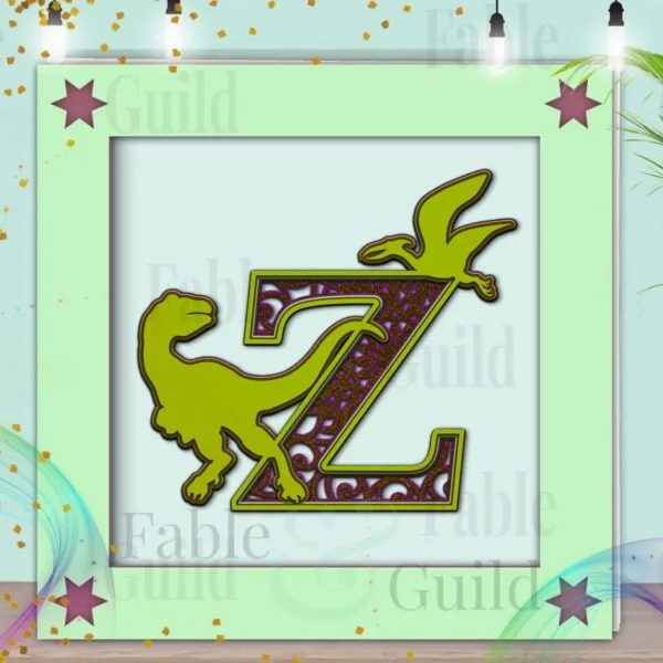 Dylan the Dinosaur T Rex Letter Cut File Z
