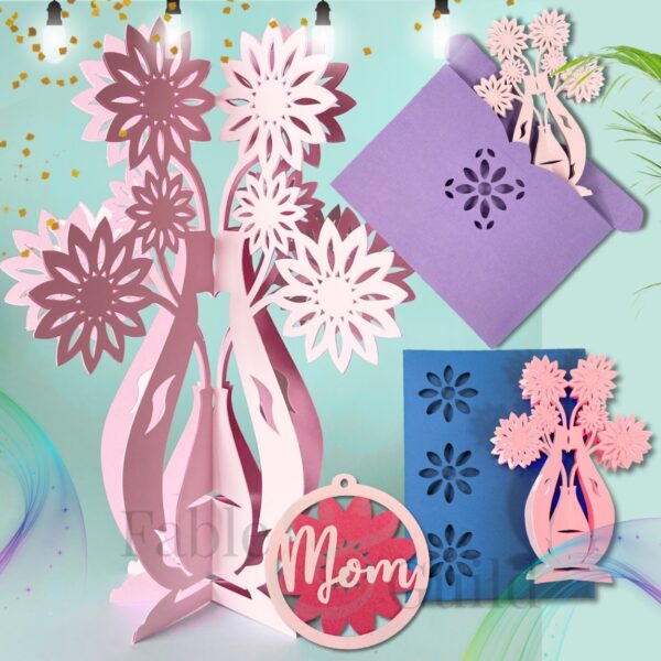 Enchanted Gift Card Set (A 3D Flower Pop Up Card SVG)