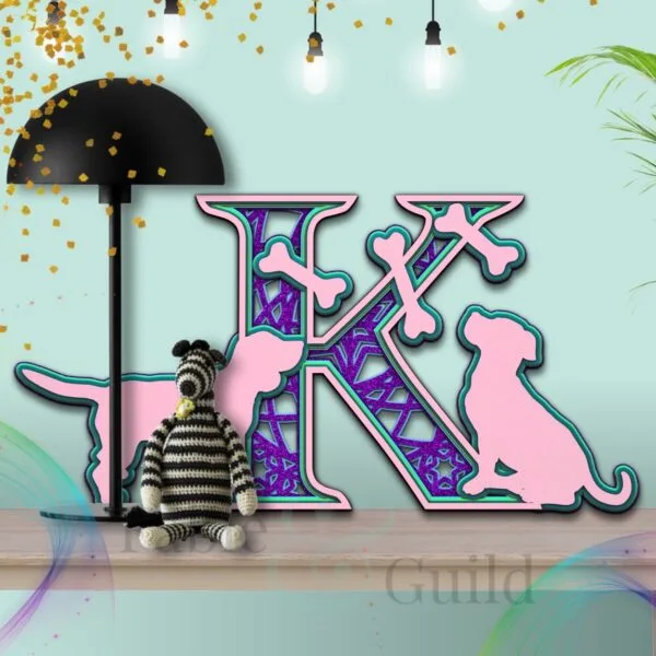 3D Layered Dog Letter Cut File K