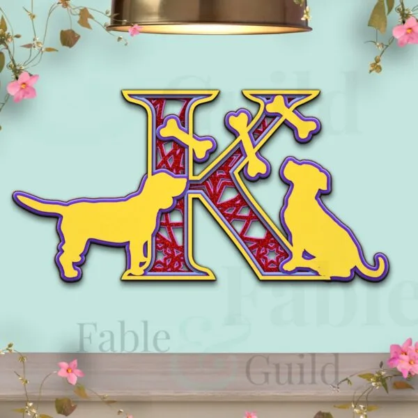 3D Layered Dog Letter Cut File K