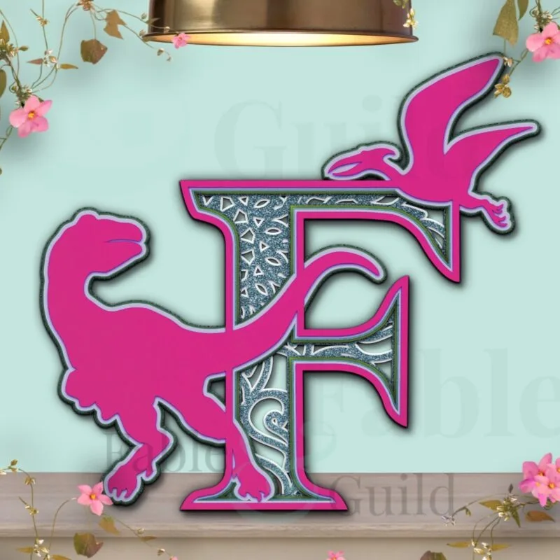 Dinosaur Cake Topper Letter Cut File F