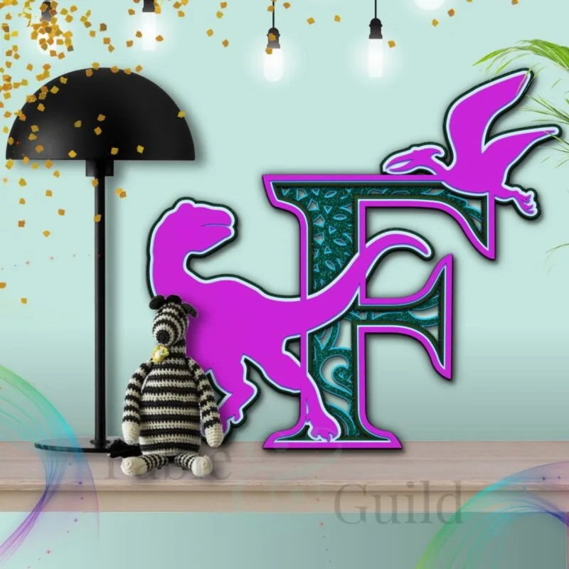 Dinosaur Cake Topper Letter Cut File F