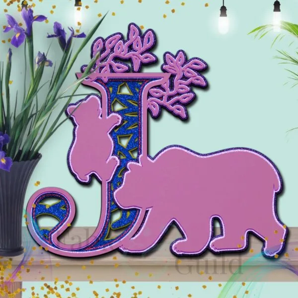 Mama Bear Baby Cut File Letter J