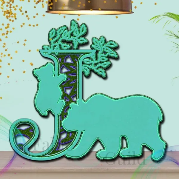 Mama Bear Baby Cut File Letter J