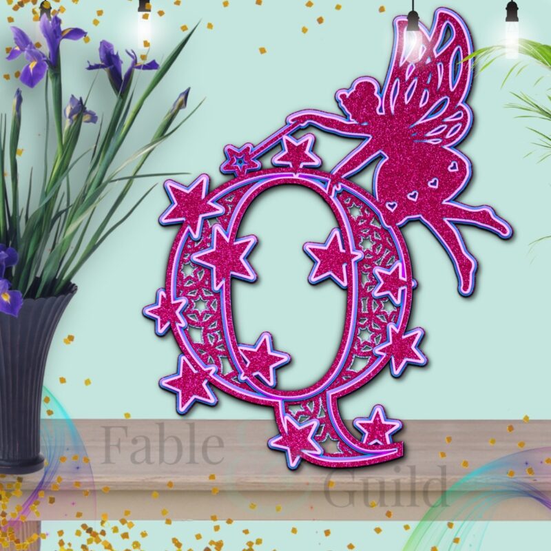 3D SVG Cricut Fairy Cut File Letter Q