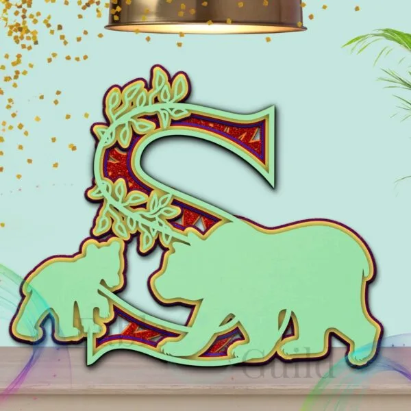 Mama Bear Monogram Name Letter S