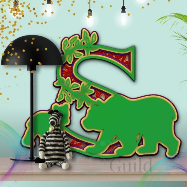 Mama Bear Monogram Name Letter S