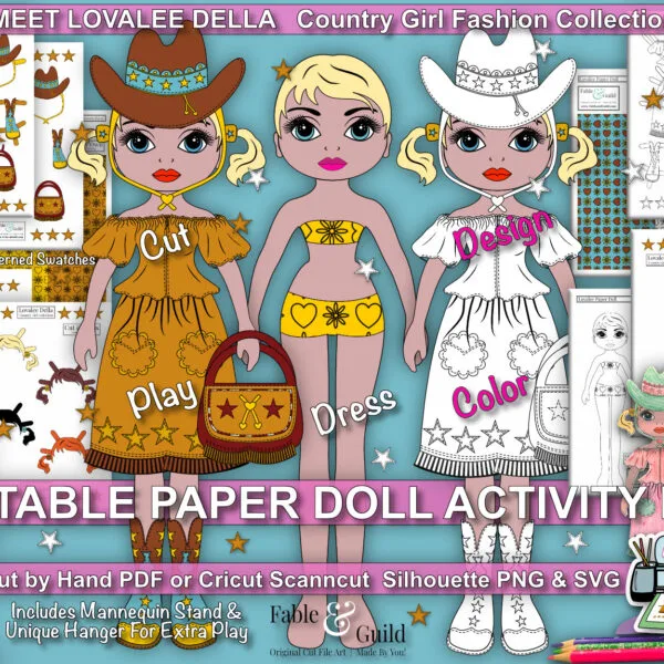 Della Country Girl - printable paper dolls PDF