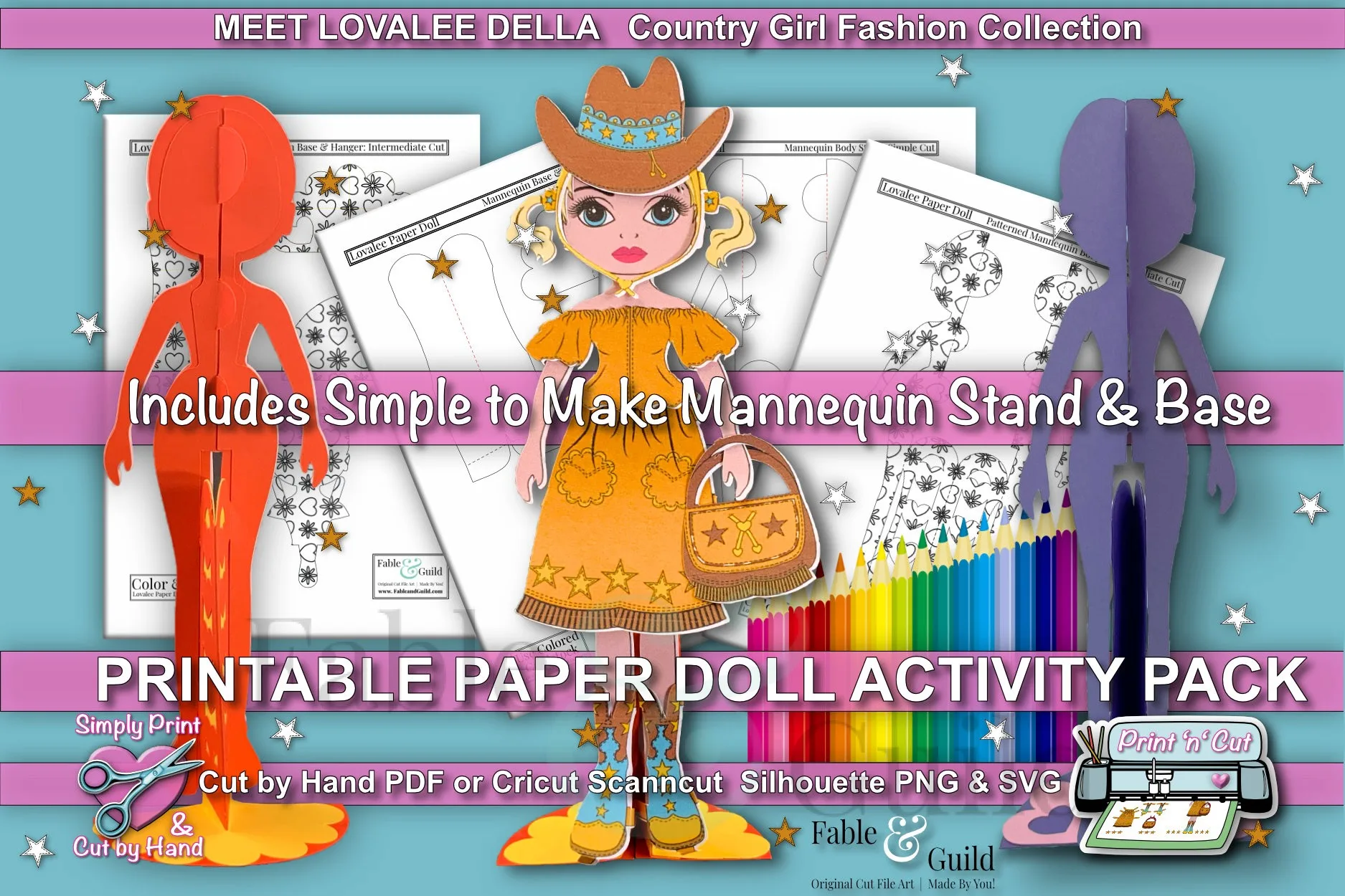 Della Country Girl - printable paper dolls PDF