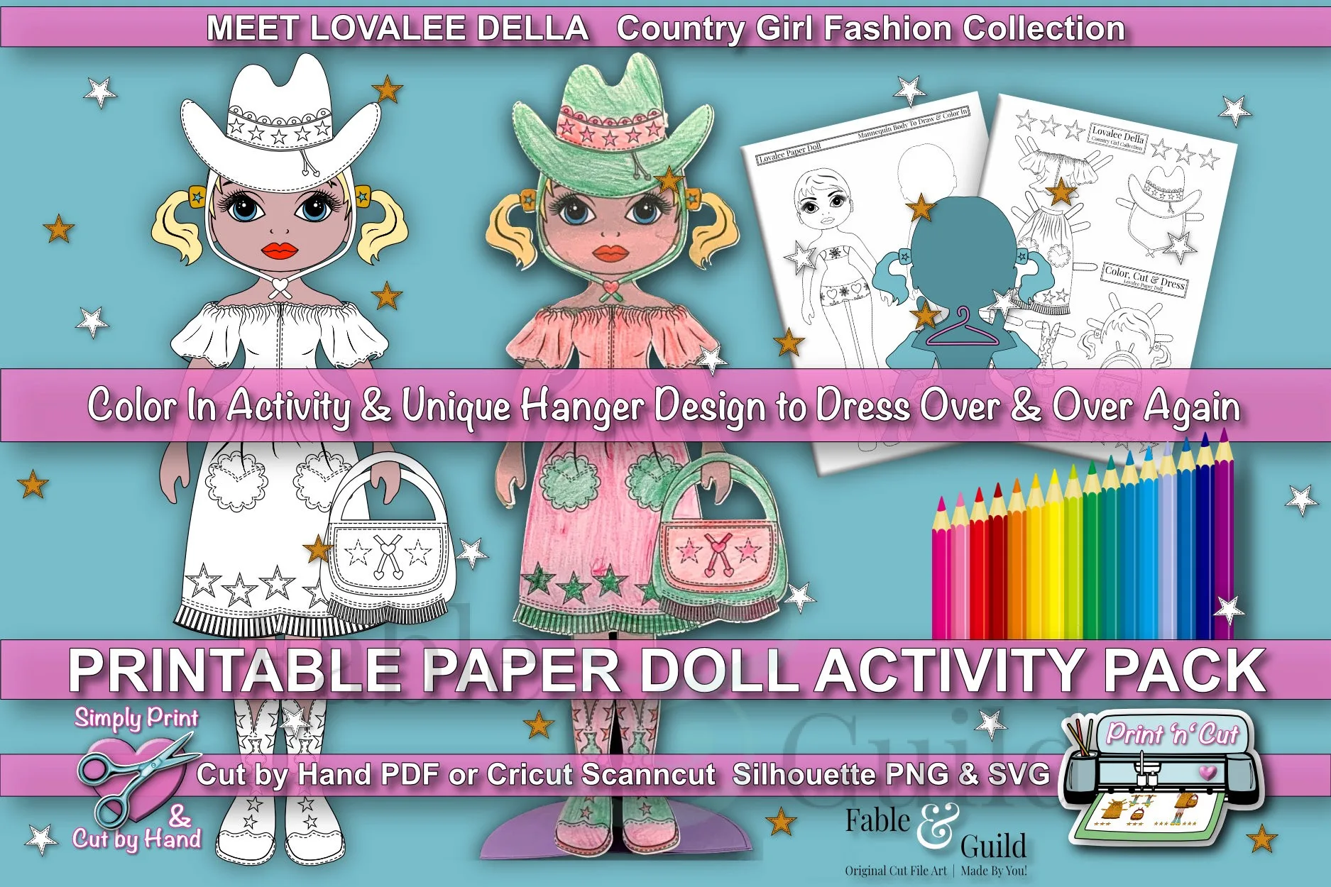 Della Country Girl - printable paper dolls PDF