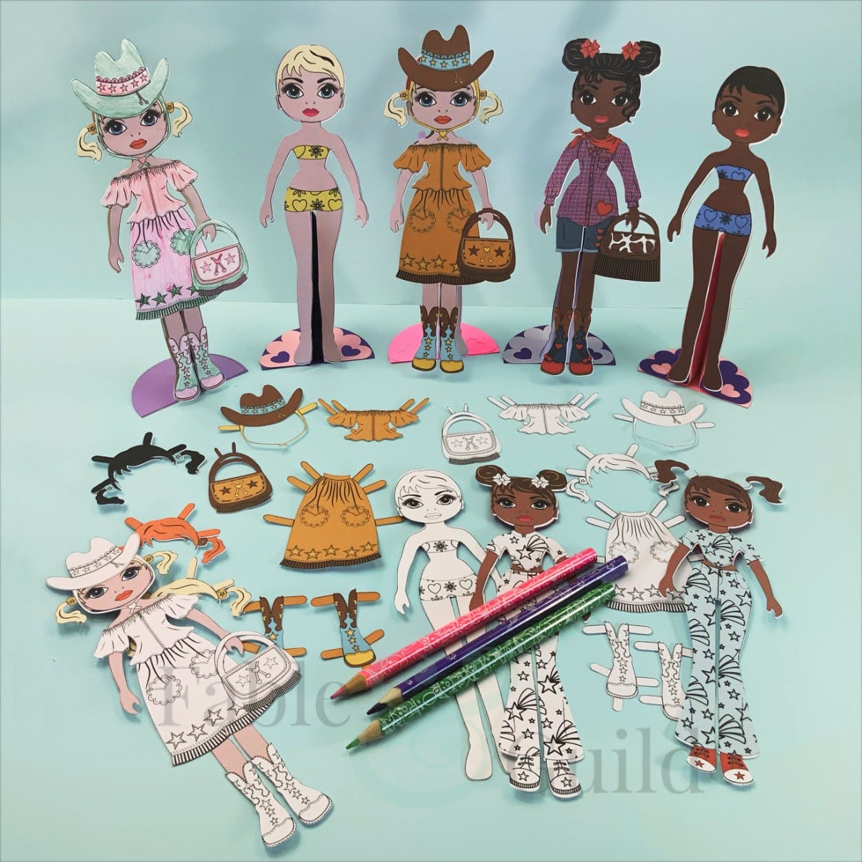 Cool Fun 2 Printable Cut Out Paper Dolls - Fable & Guild