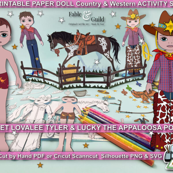 Cowboy / boy paper doll printable activity pack with a horse