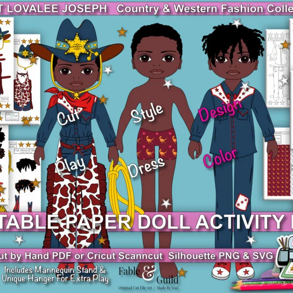 Boy DIY paper dolls kids activity kit