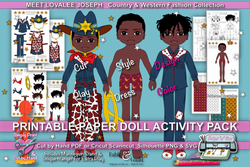 Boy DIY paper dolls kids activity kit